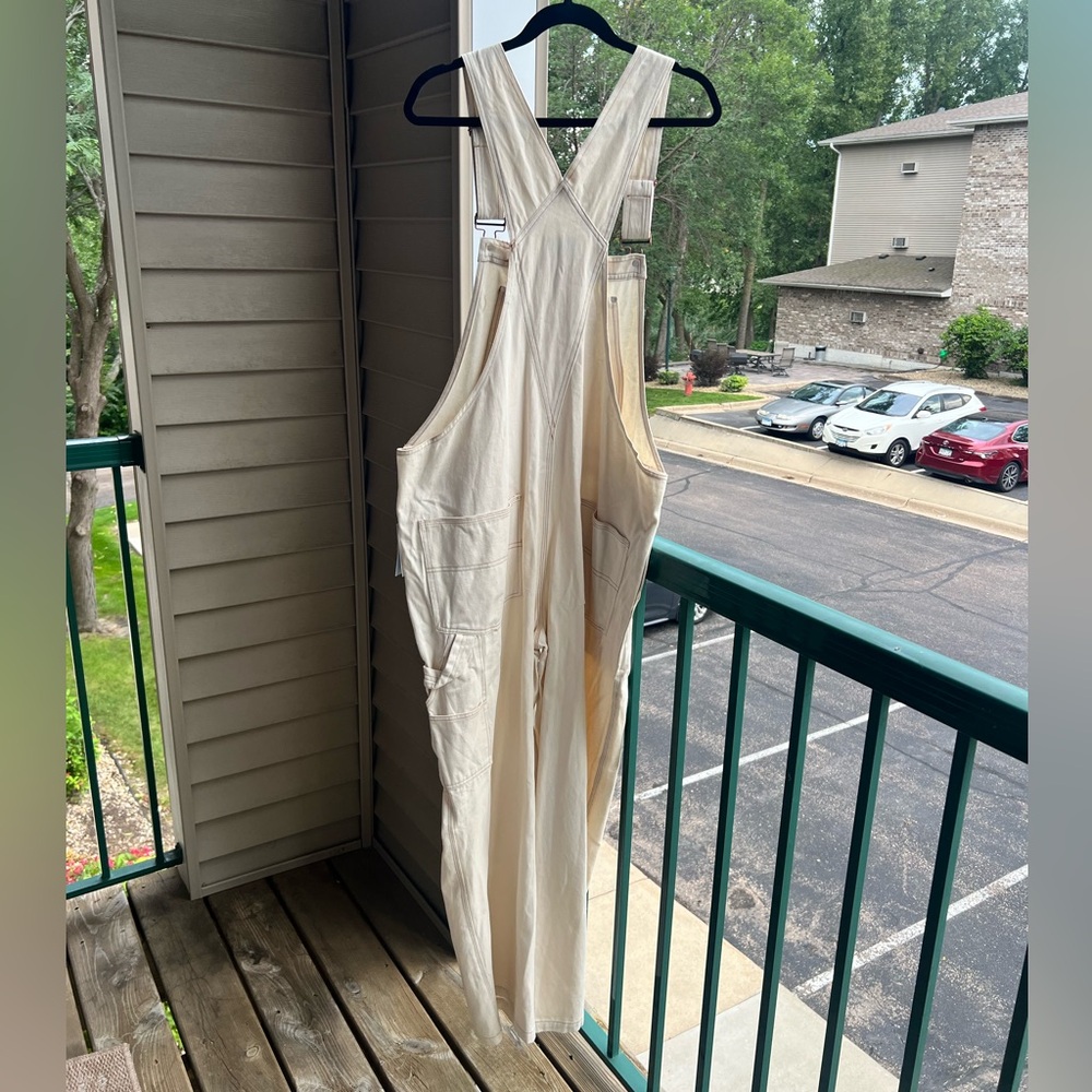 🆕 Aqua x Kristopher White Overalls Wide Leg Jumpsuit Minimalist Chic Casual XL - Picture 6 of 17